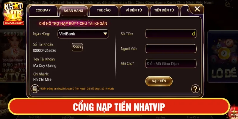 Cổng nạp tiền NHATVIP