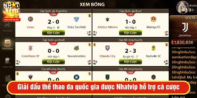 Giải đấu thể thao đa quốc gia được Nhatvip hỗ trợ cá cược