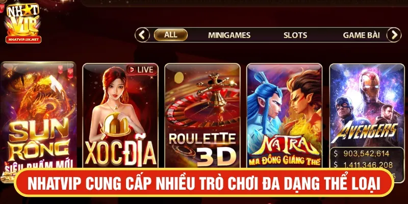NHATVIP cung cấp nhiều trò chơi đa dạng thể loại 